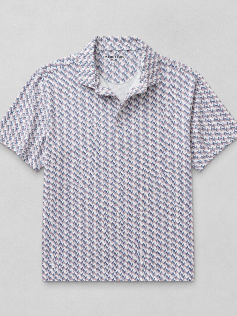 Kenneth Cole Short Sleeve Printed Polo in Blue and Pink